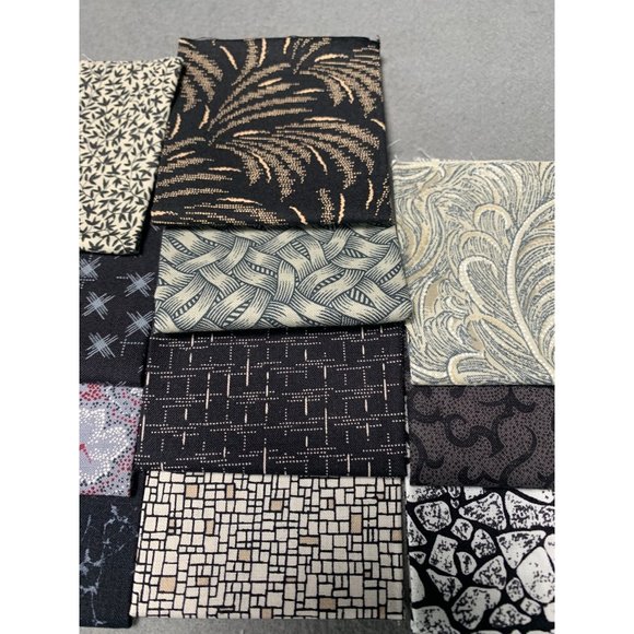 Assorted Quilting Cotton Fabric Squares 11x6 Black & Neutral Tones Pre-Cut Craft - Picture 3 of 6